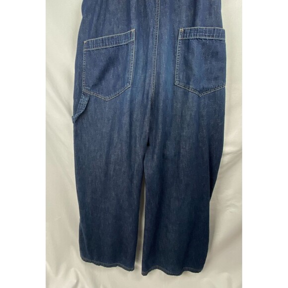 Vintage GAP Baggy Overalls Womens Medium Dark Blue Wash Denim Wide Leg Grunge - Picture 10 of 10